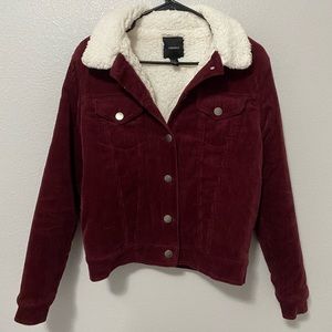 Forever21 Burgundy Corduroy Sherpa Jacket!